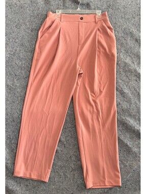 BBJ Los Angeles L High Rise Pleated Dress Pants Womens Pink Salmon Stretch Work